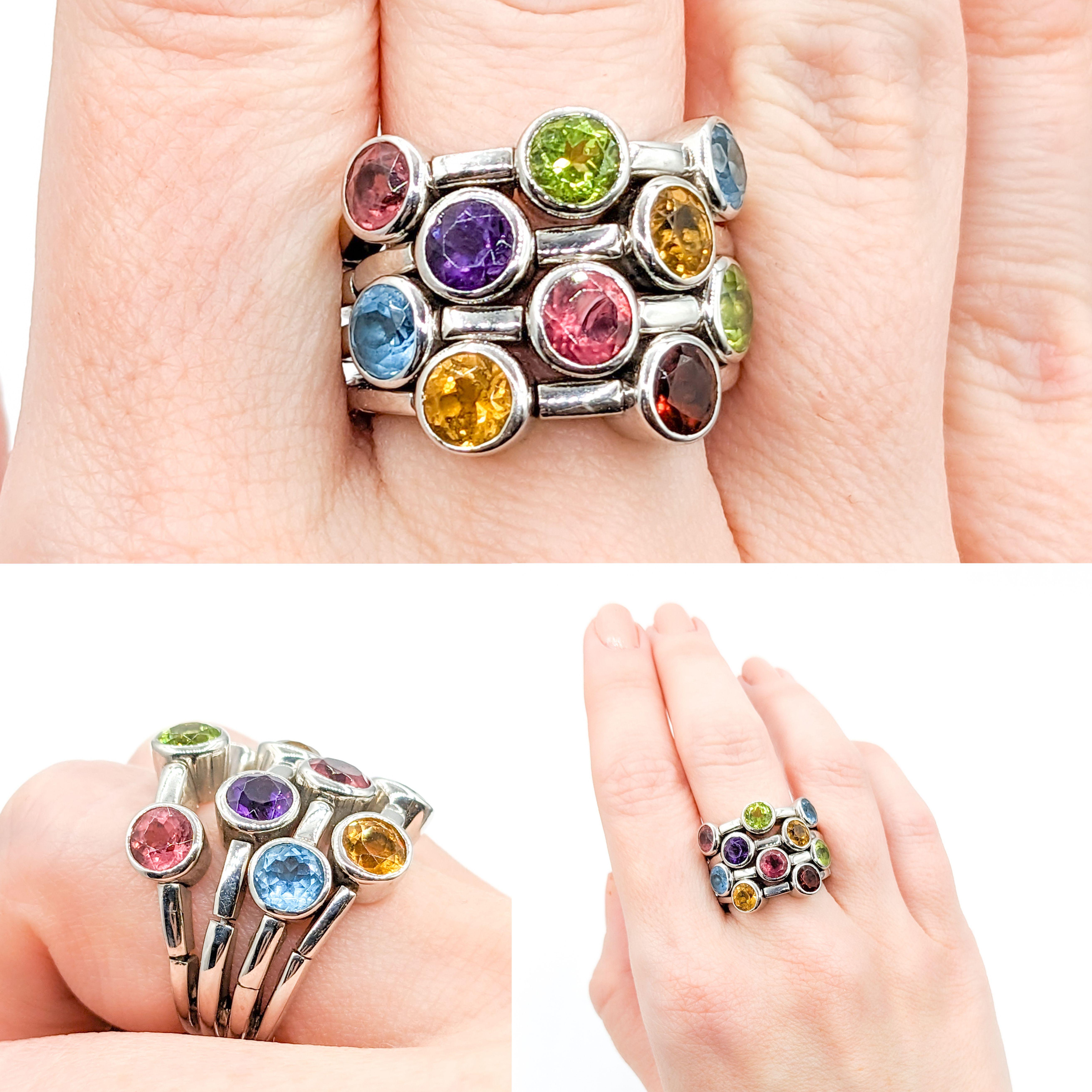 Sonia Bitton Flexible Multi Gemstone Ring For Sale 4