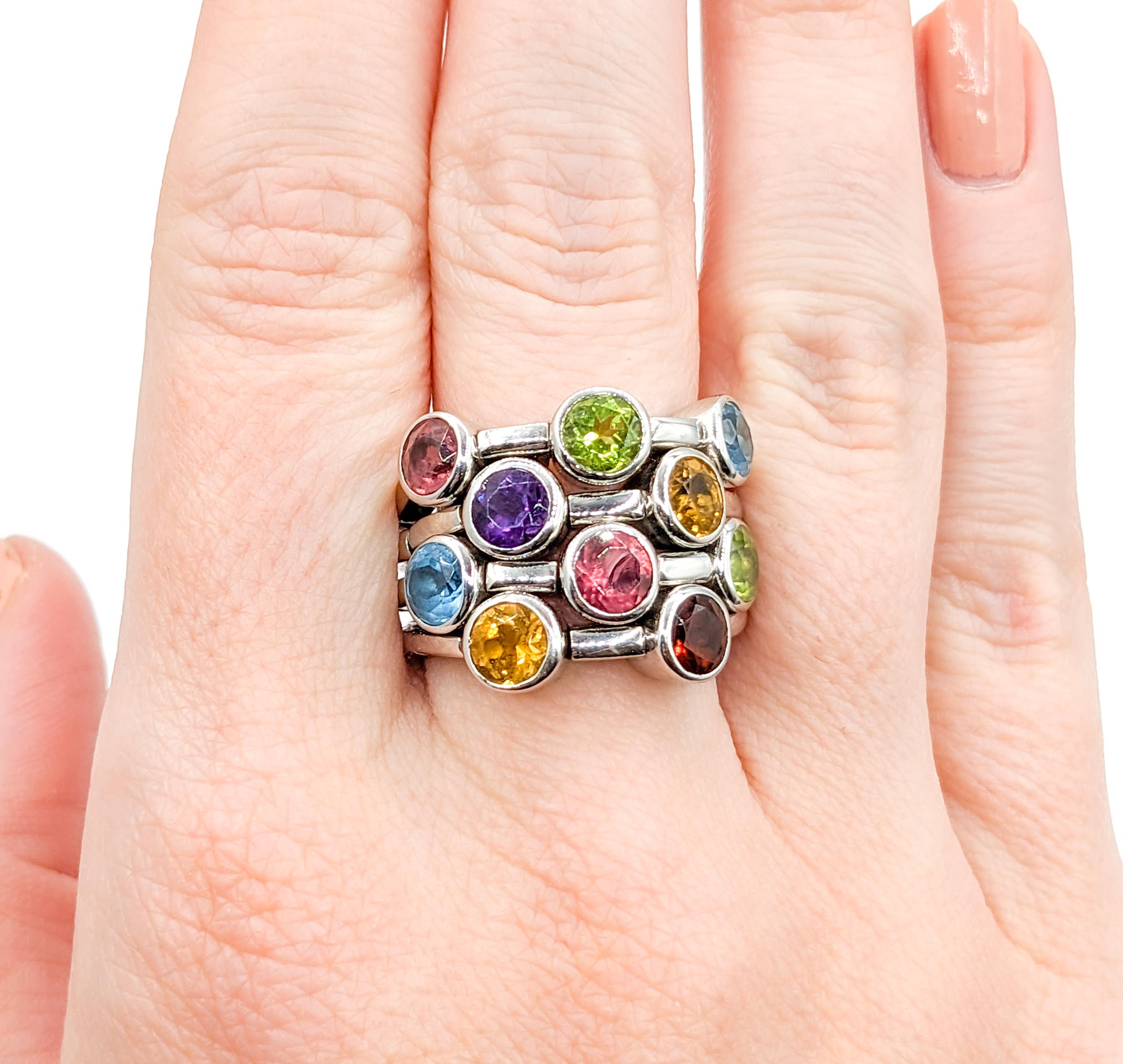 Contemporary Sonia Bitton Flexible Multi Gemstone Ring For Sale