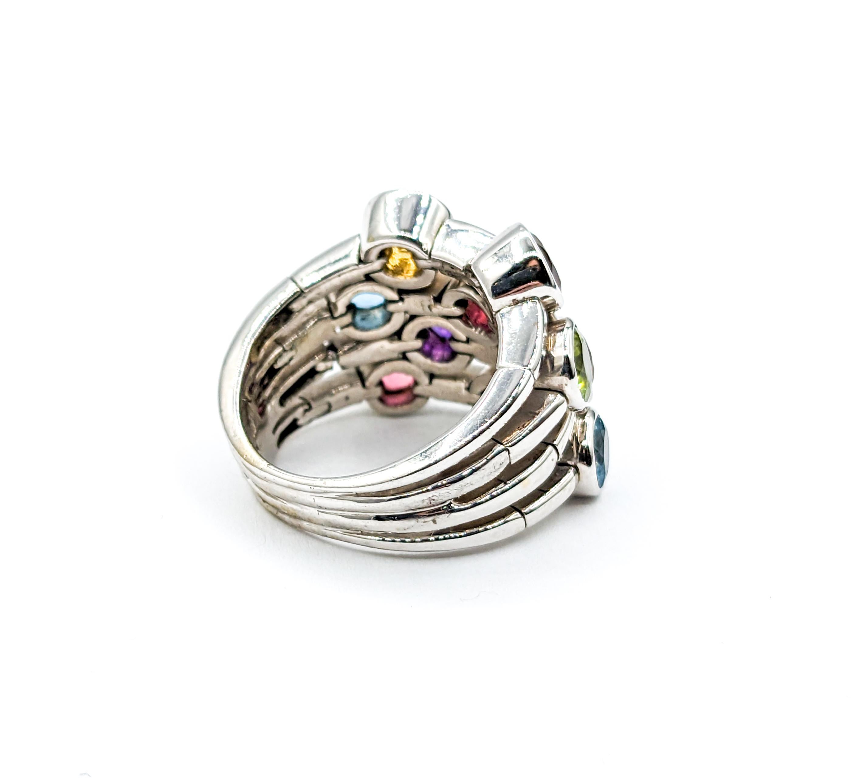 Sonia Bitton Flexible Multi Gemstone Ring In Excellent Condition For Sale In Bloomington, MN