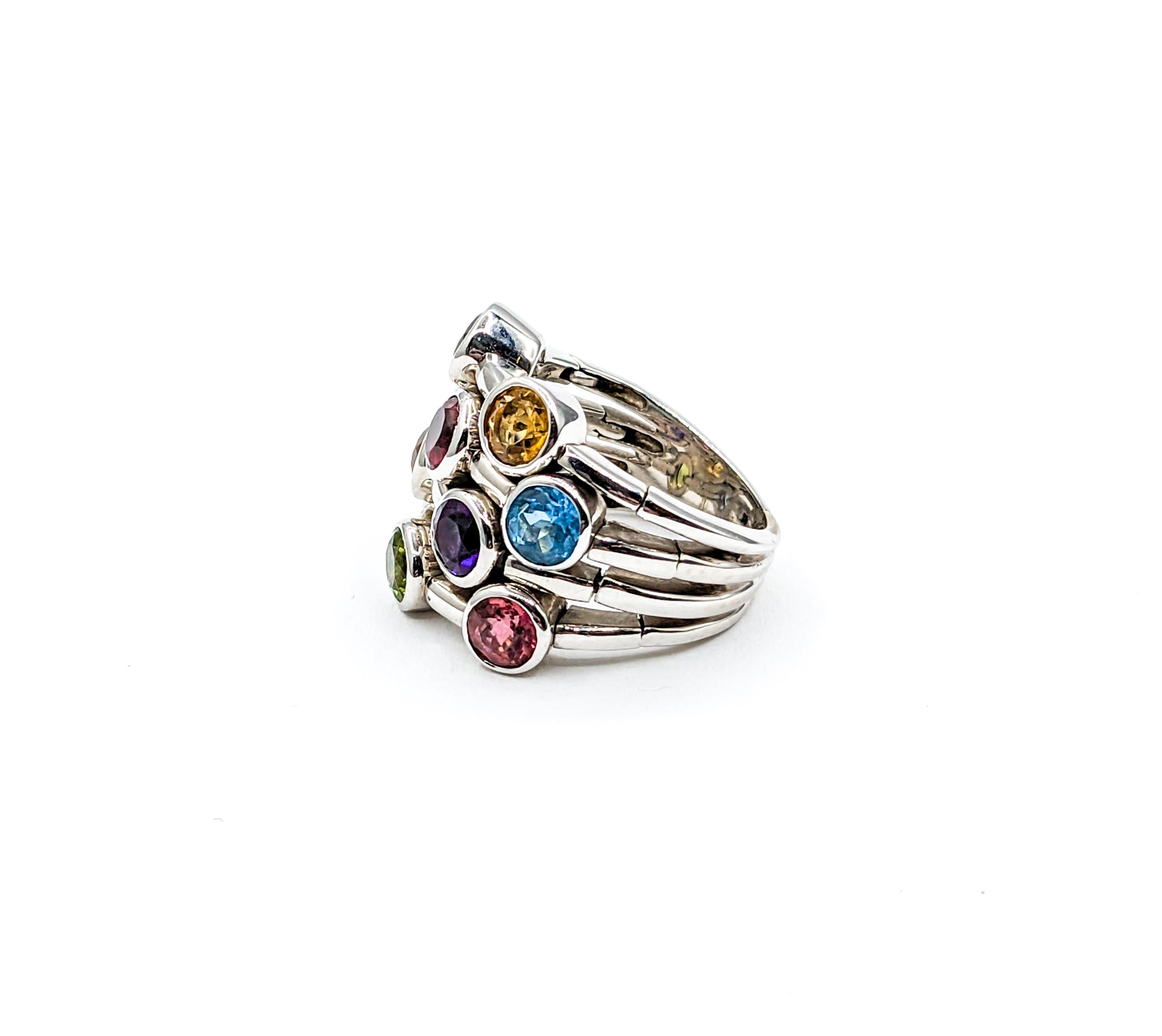 Sonia Bitton Flexible Multi Gemstone Ring For Sale 1