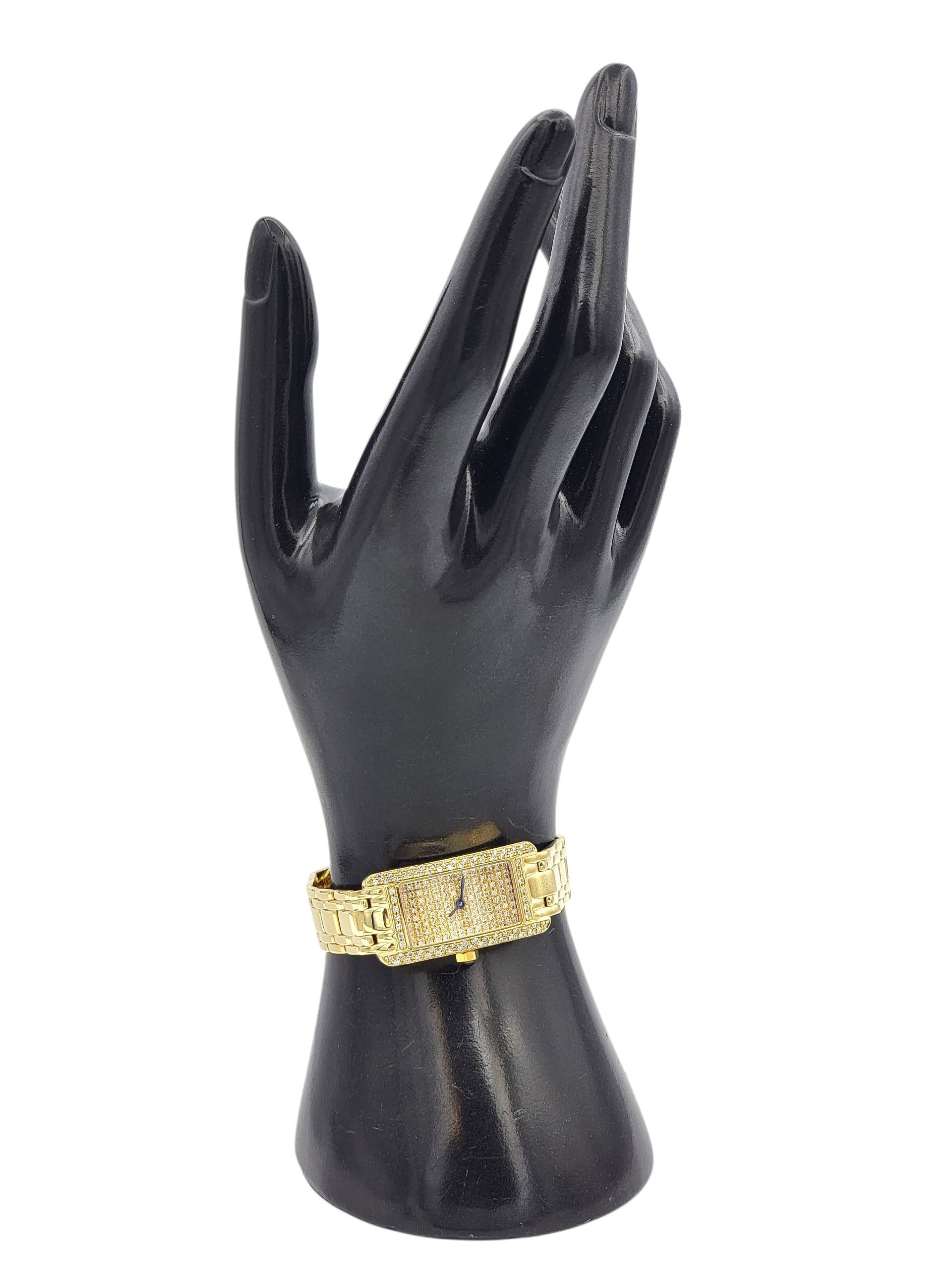 Sonia Bitton Galarie De Bijoux Geneve Montre Vintage Diamantée Or Jaune 14 Karat en vente 5