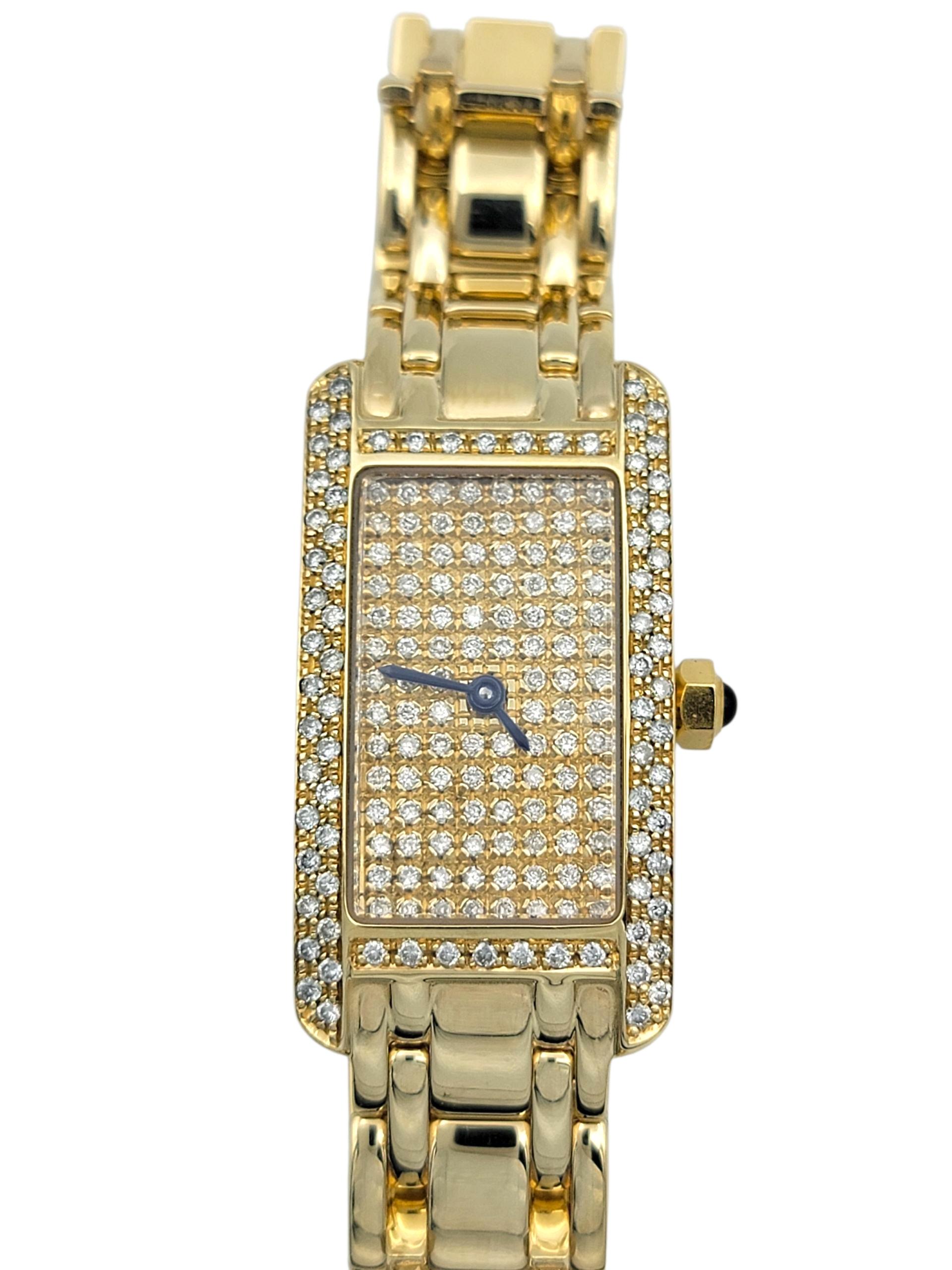 Contemporain Sonia Bitton Galarie De Bijoux Geneve Montre Vintage Diamantée Or Jaune 14 Karat en vente