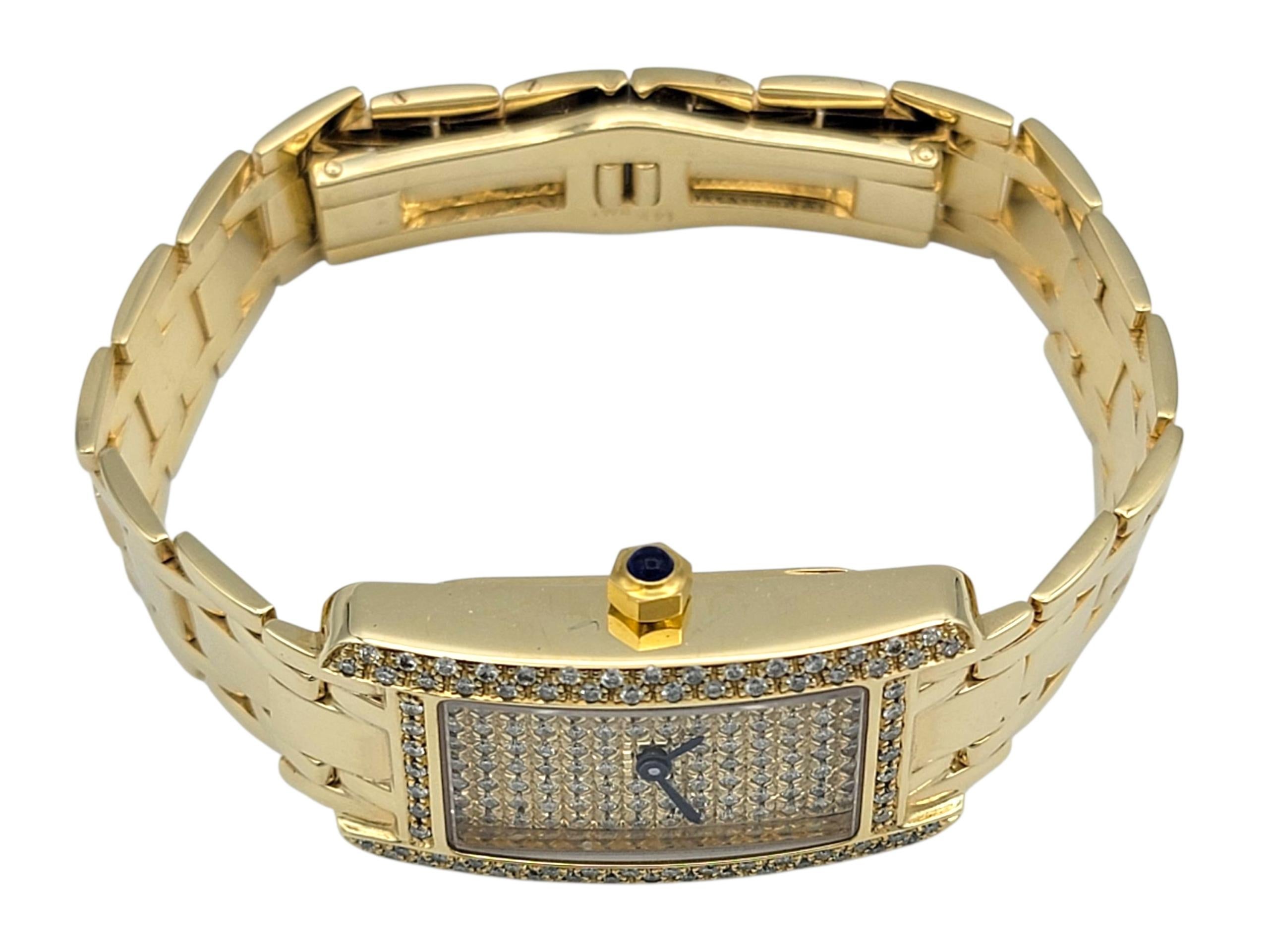 Taille ronde Sonia Bitton Galarie De Bijoux Geneve Montre Vintage Diamantée Or Jaune 14 Karat en vente