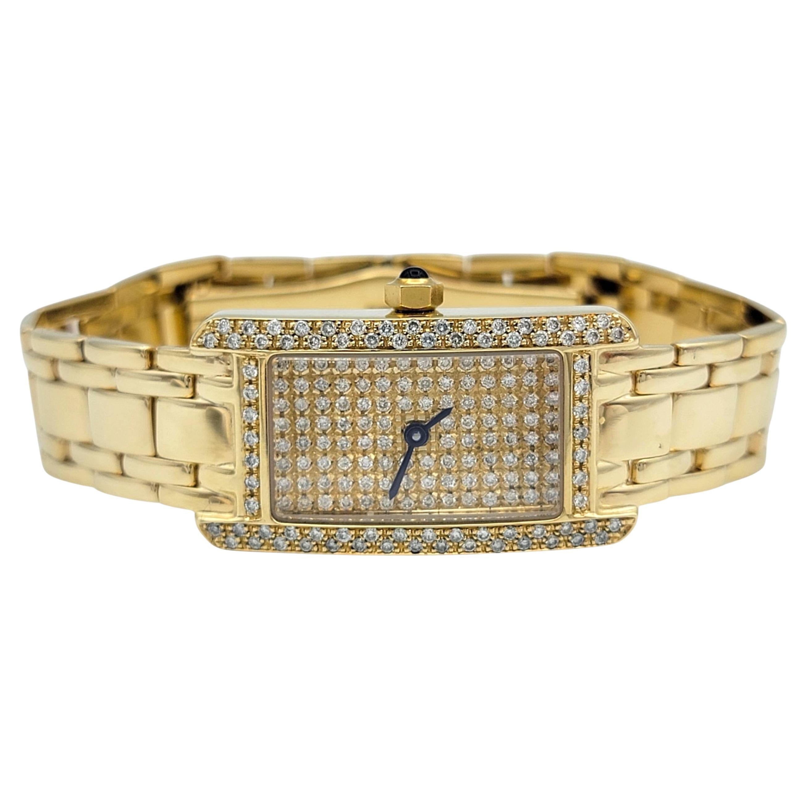 Sonia Bitton Galarie De Bijoux Geneve Montre Vintage Diamantée Or Jaune 14 Karat en vente 3