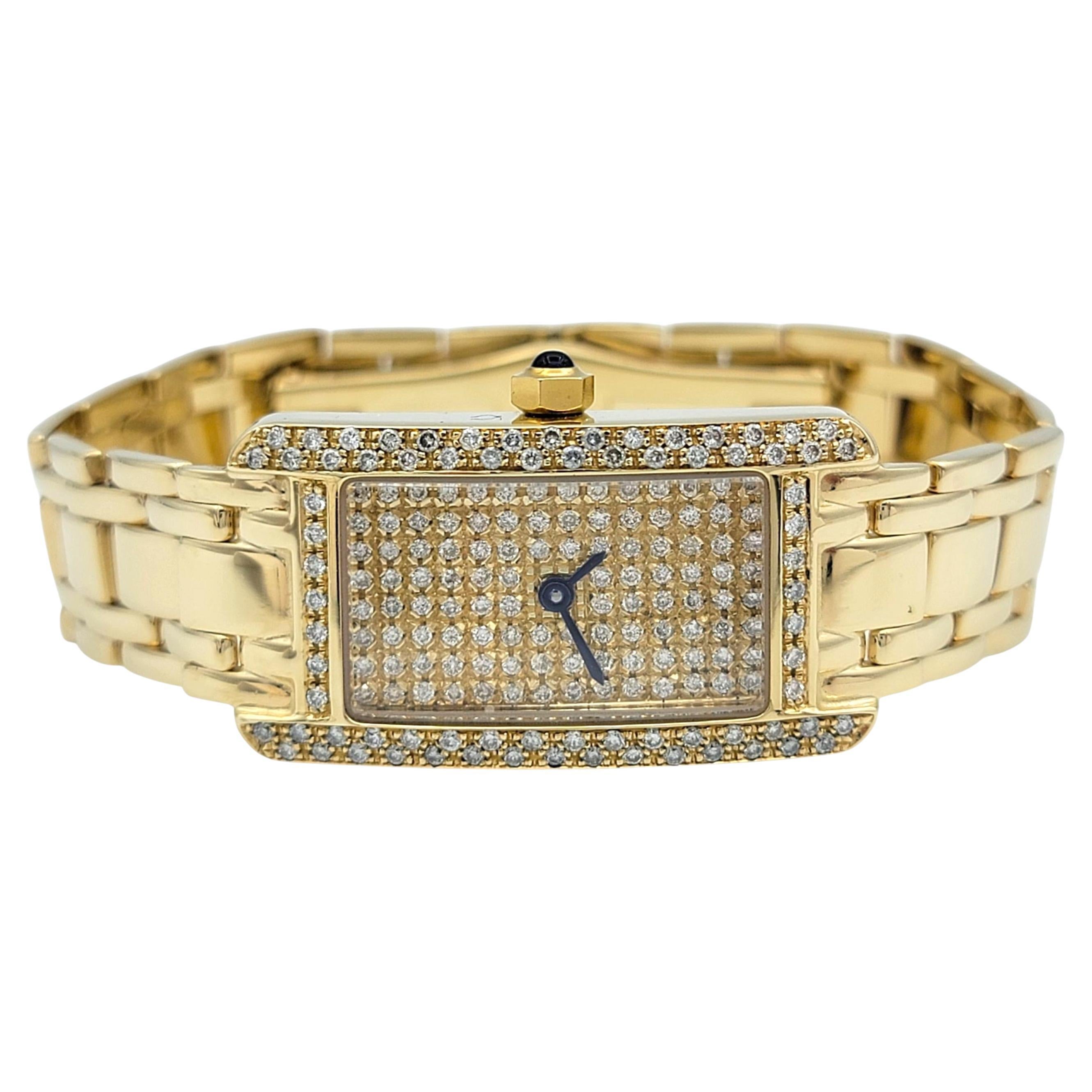 Sonia Bitton Galarie De Bijoux Geneve Montre Vintage Diamantée Or Jaune 14 Karat en vente