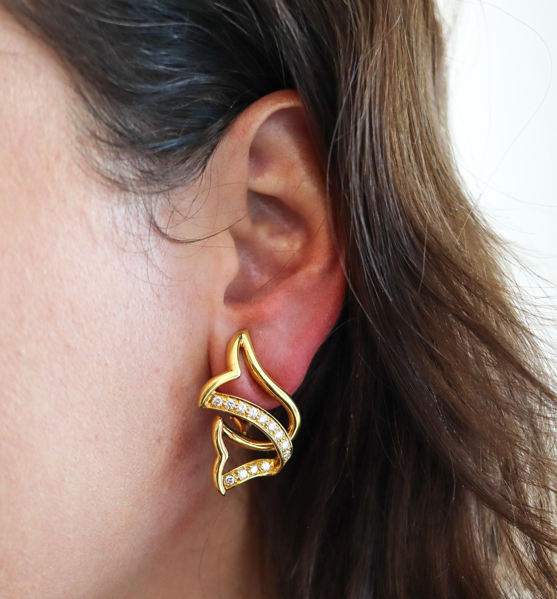 Sonia Bitton Skulpturale Ohrringe in freier Form aus 18 Karat Gold mit 1,58 Karat Diamanten Damen im Angebot
