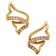 Sonia Bitton Sculptural Free Form Earrings In 18Kt Gold With 1.58 Ctw Diamonds