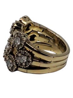 Sonia Bitton Sterling Silver Gold Tone CZ Flower Flex Ring Size 8 #22643