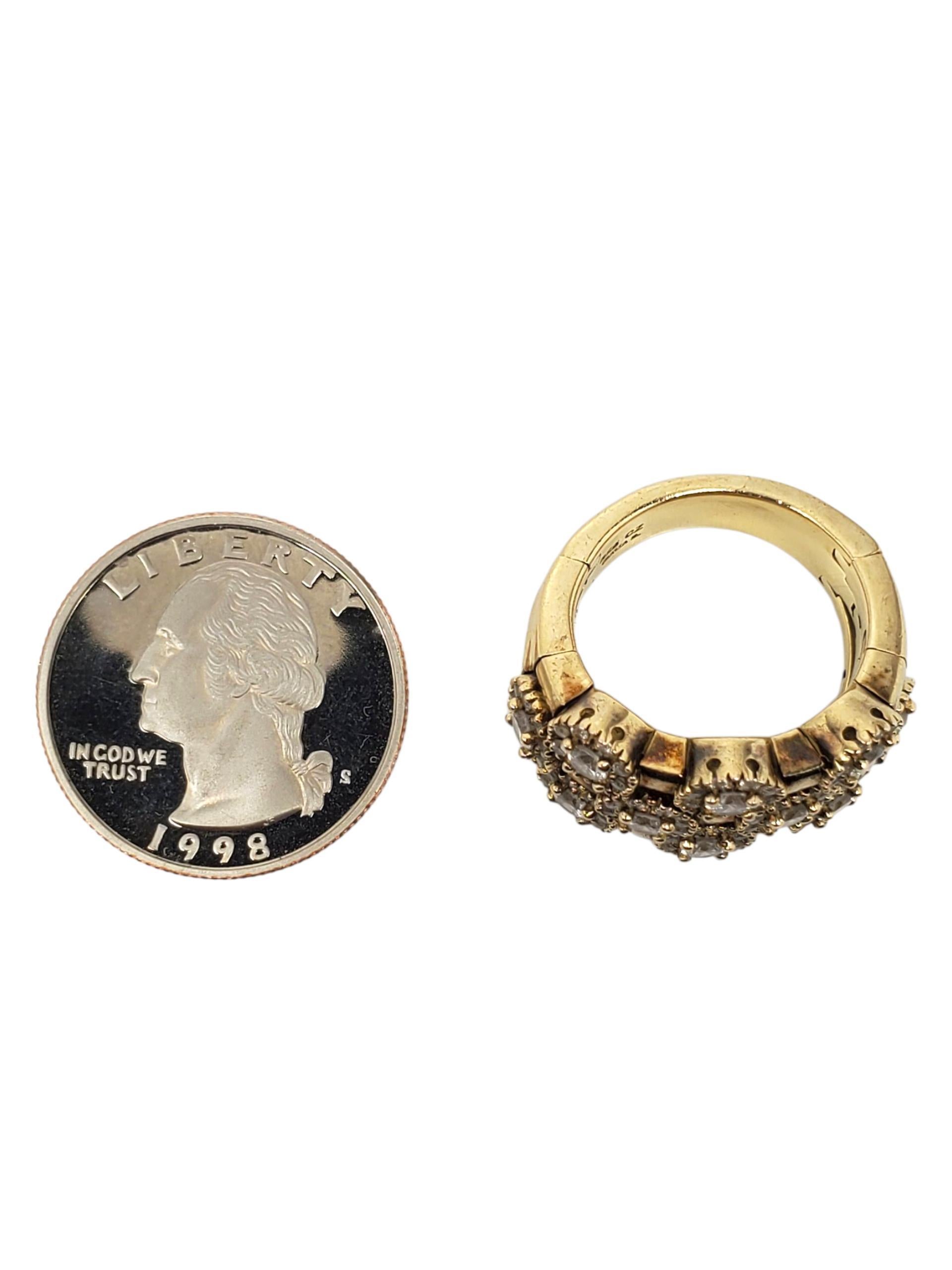 Donna Anello Sonia Bitton in argento sterling e oro con fiori CZ Flex misura 8 #22643 in vendita