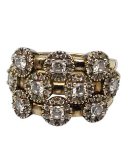 Sonia Bitton Sterling Silver Gold Tone CZ Flower Flex Ring Size 8 #22643