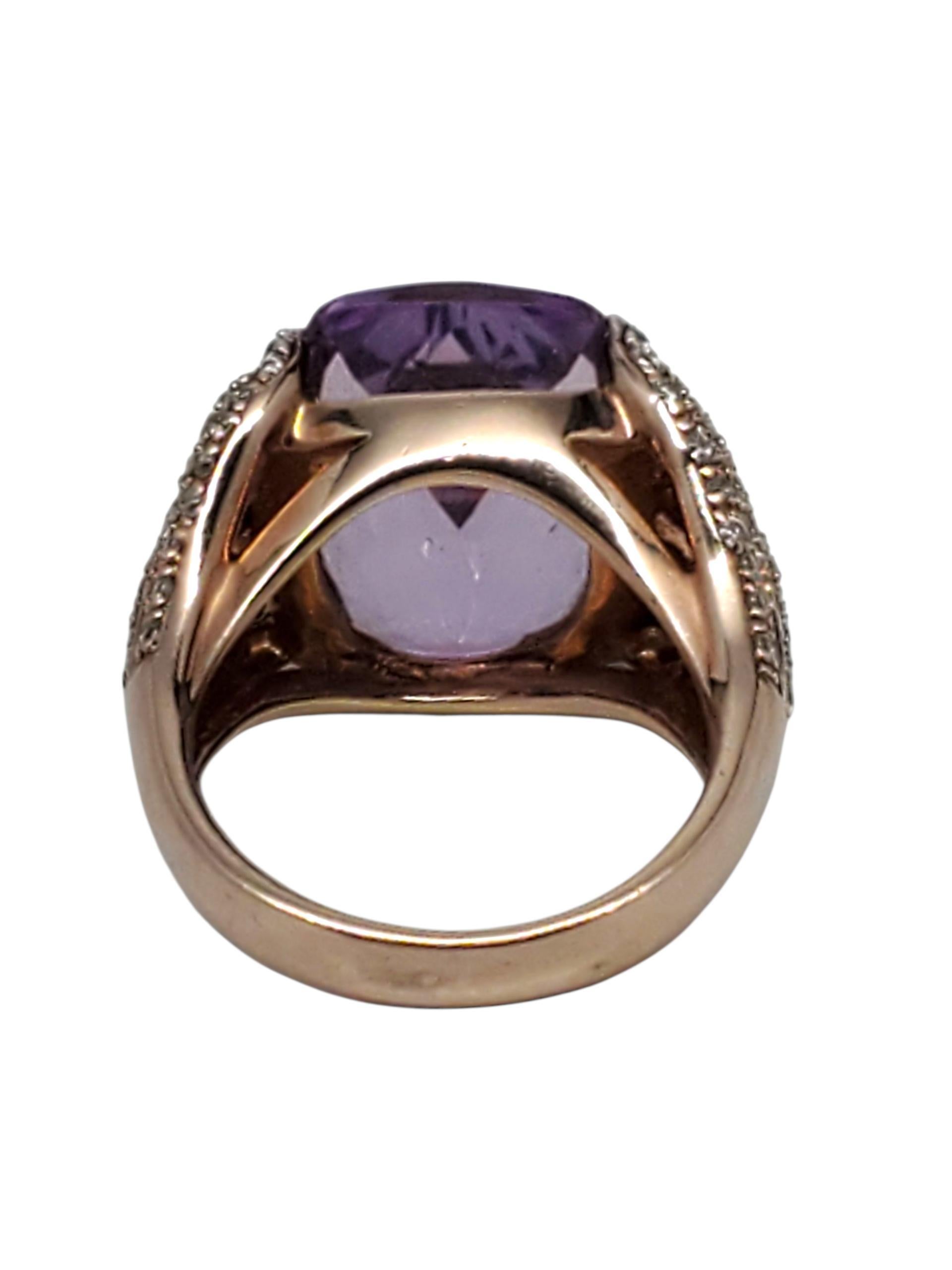 Contemporaneo Anello Sonia Bitton in argento 925 placcato oro rosa con pietra viola misura 8 #22638 in vendita