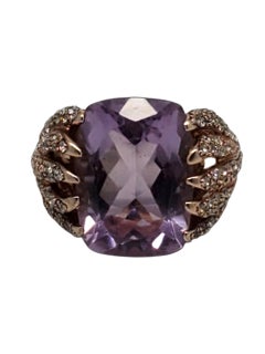 Sonia Bitton Sterling Silver Rose Gold Plated Purple Stone Ring Size 8 #22638
