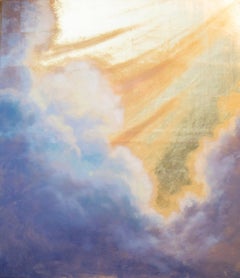 The Passing - contemporary cloud skyscape fresco gold gilded oil paint original