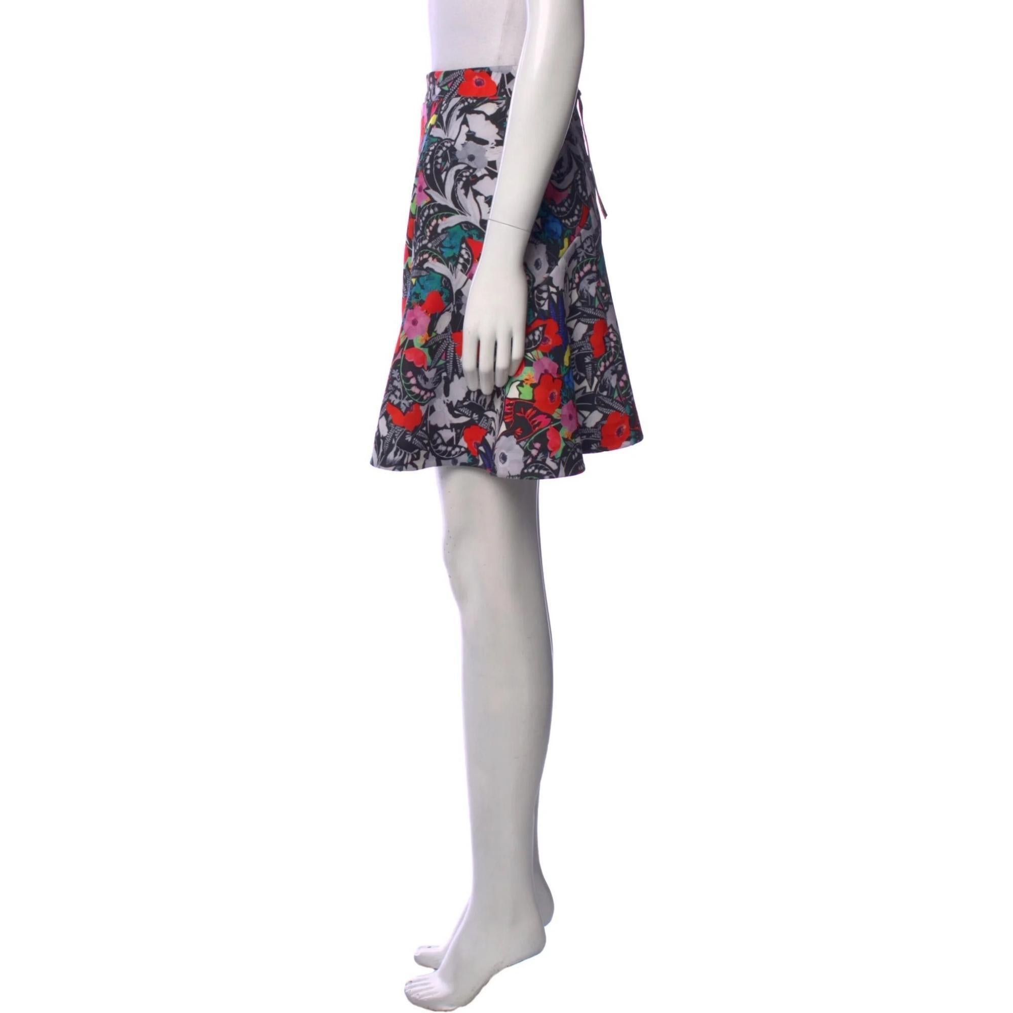 Gray Sonia by Sonia Rykiel Floral Print Mini Skirt (Small) For Sale