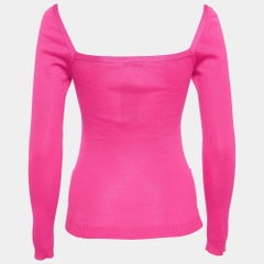 Cardigan à col carré en tricot rose Sonia by Sonia Rykiel S