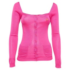 Cardigan à col carré en tricot rose Sonia by Sonia Rykiel S