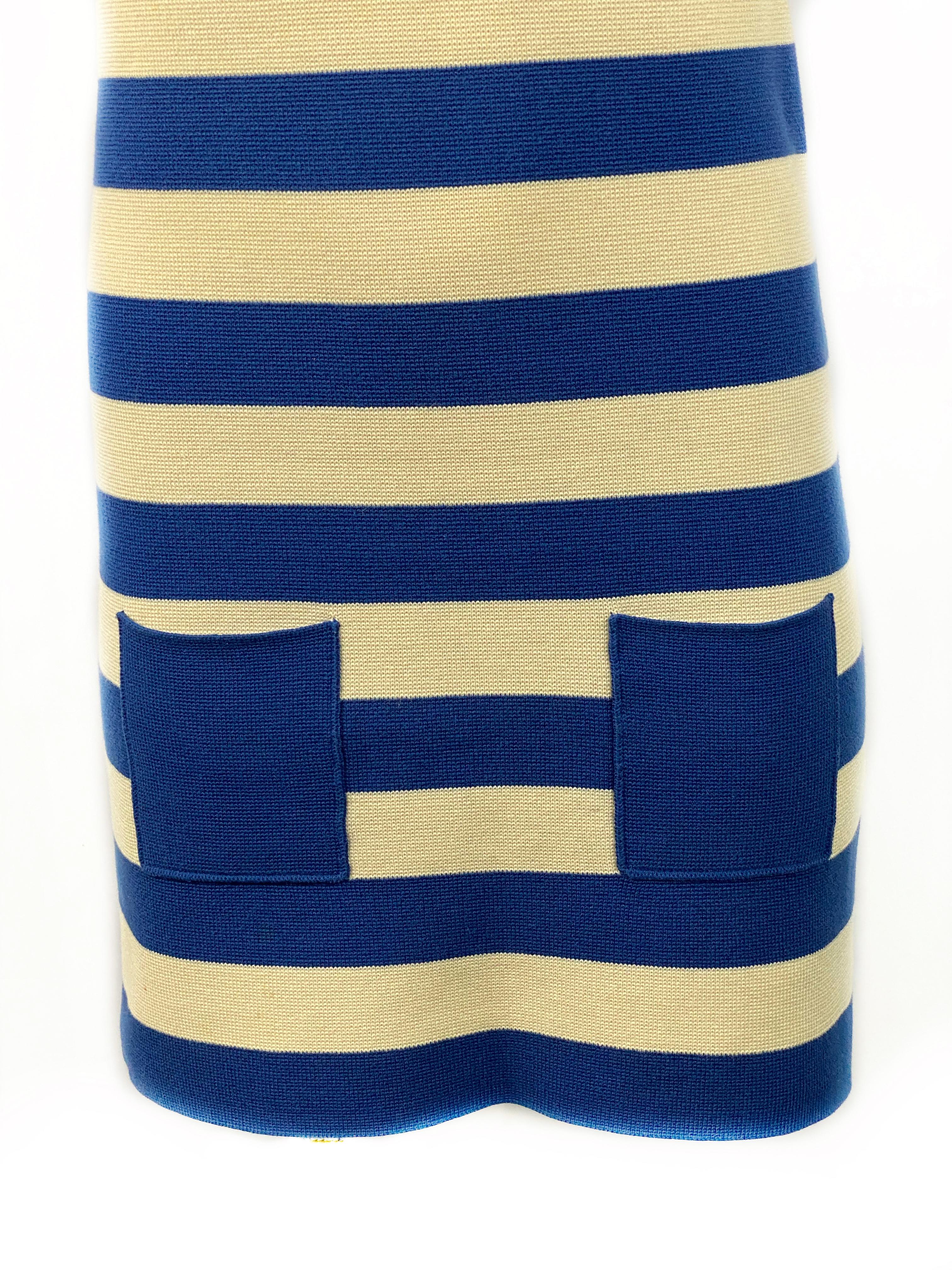 Blanc Sonia by Sonia Rykiel Sailor - Mini robe débardeur ivoire et bleue, taille M en vente