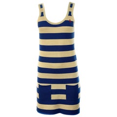 Vintage Sonia by Sonia Rykiel Sailor Ivory and Blue Tank Mini Dress Size M