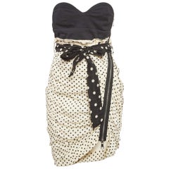 Sonia by Sonia Rykiel White Polka Dot Print Strapless Mini Dress S