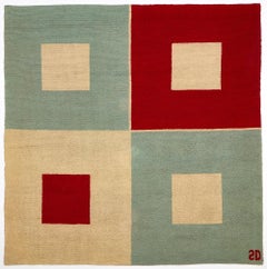 Sonia Delaunay "Carré rouge Carré blanc" Hand-knotted Wool Rug