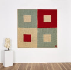 Sonia Delaunay "Carré rouge Carré blanc" Hand-knotted Wool Rug