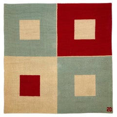 Sonia Delaunay "Carré rouge Carré blanc" Hand-knotted Wool Rug