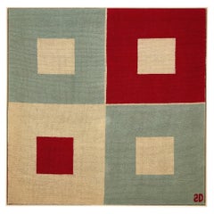 Sonia Delaunay "Carré rouge Carré blanc" Hand-knotted Wool Rug