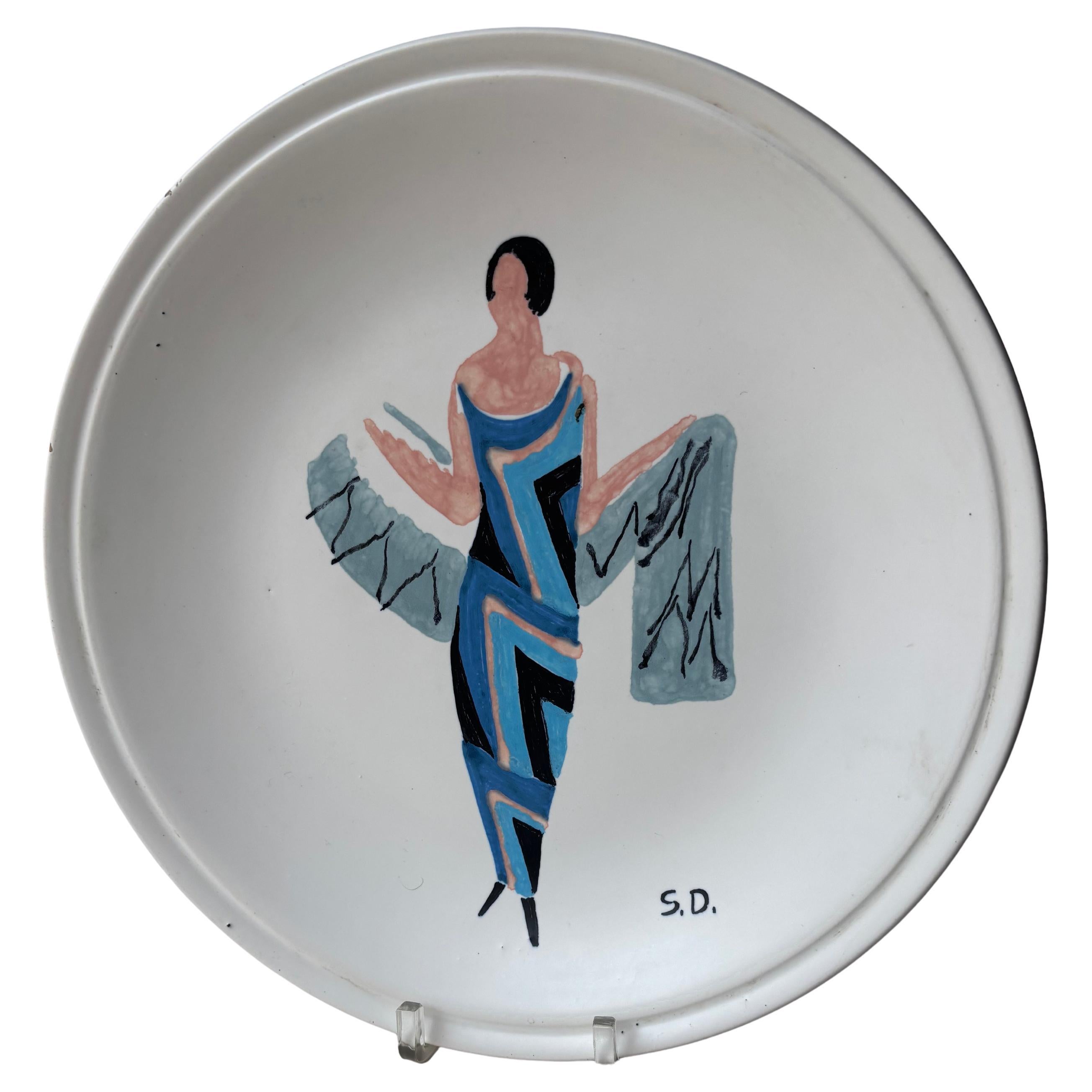 Sonia Delaunay ceramic/pottery plate/charger title " Robes Poemes" 3/15.