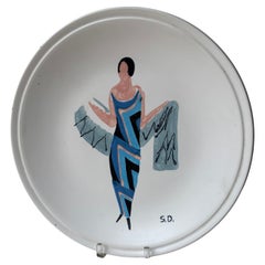 Sonia Delaunay ceramic/pottery plate/charger title " Robes Poemes" 3/15.