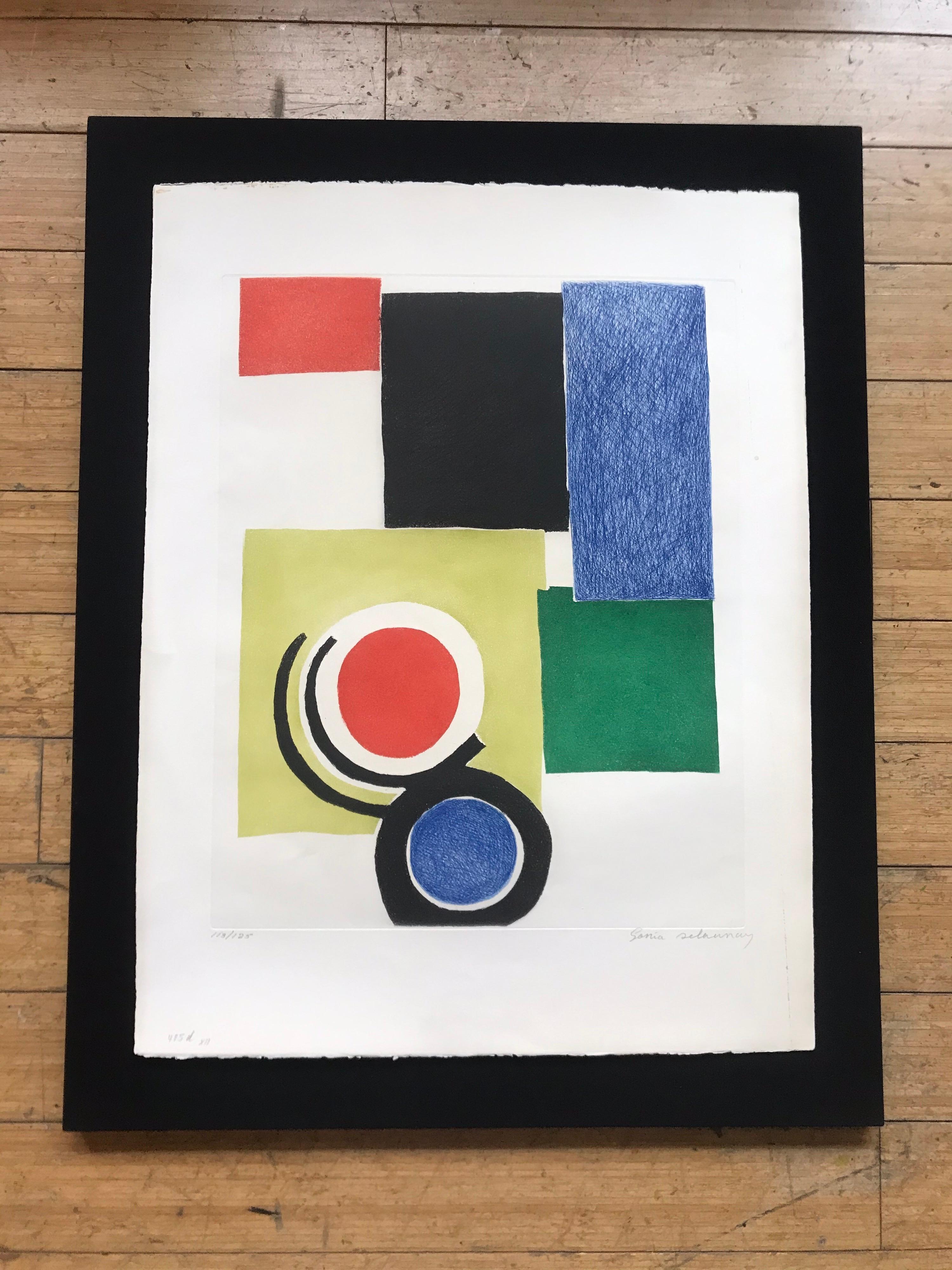 Mid-Century Modern Sonia Delaunay Colored Lithograph Art Print