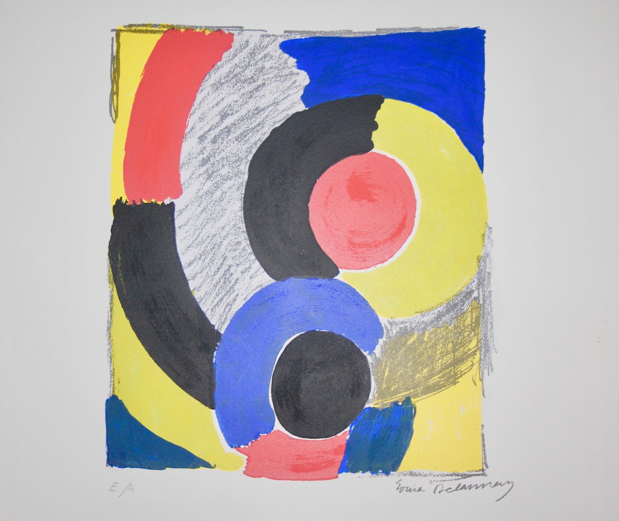 French Sonia Delaunay 'Composition' lithograph