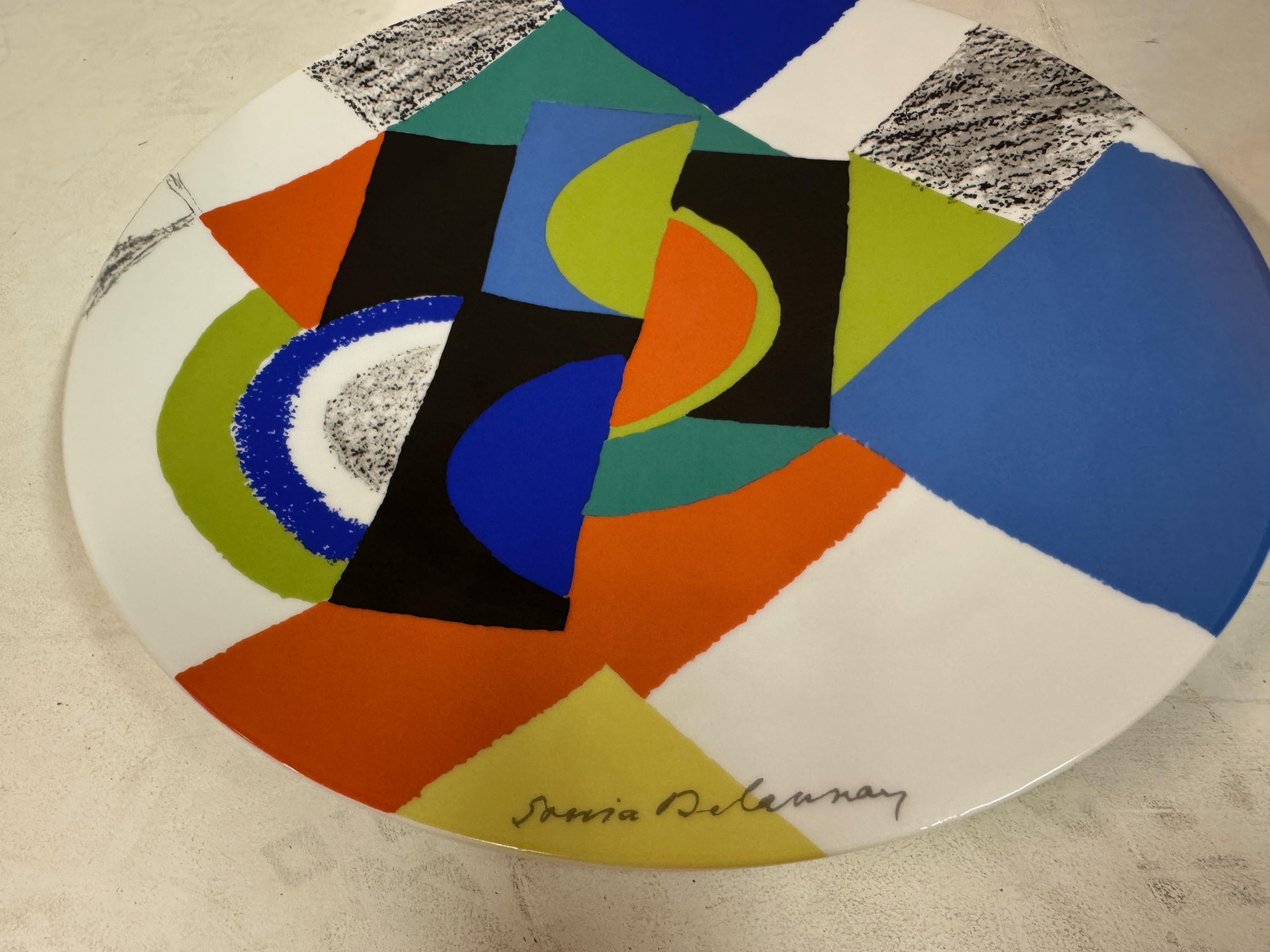 20ième siècle Sonia Delaunay pour Artcurial, Rythmes circulaires, assiette en porcelaine en vente