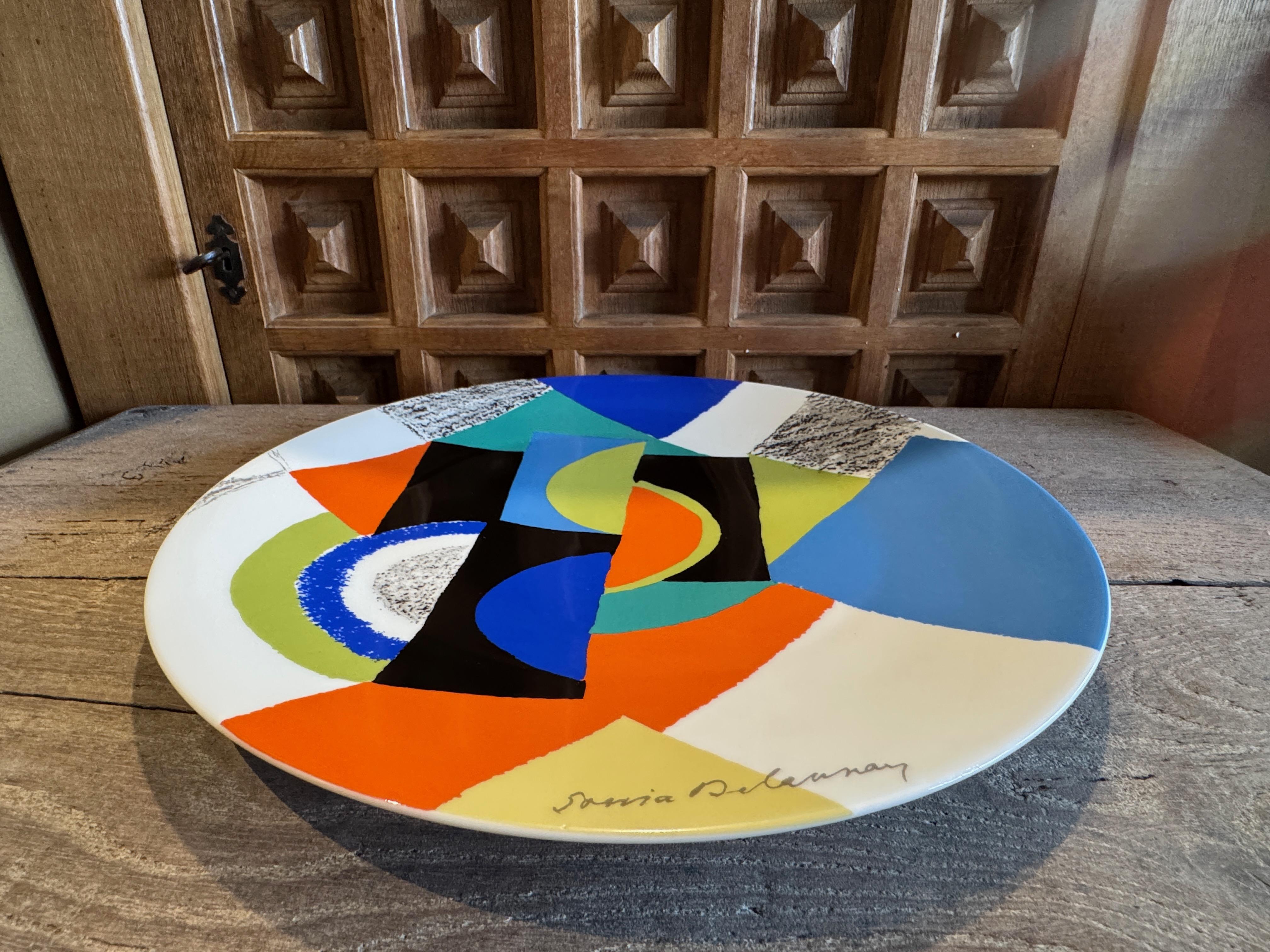 Céramique Sonia Delaunay pour Artcurial, Rythmes circulaires, assiette en porcelaine en vente