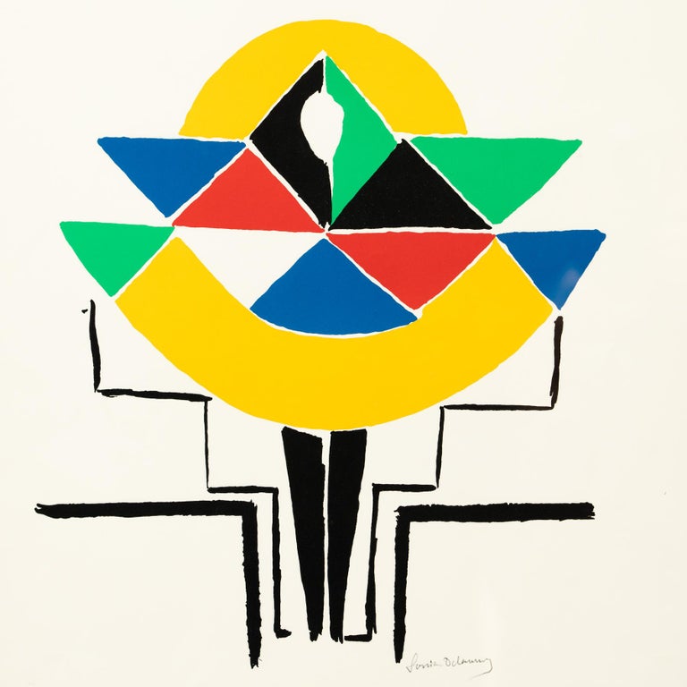 Mid-Century Modern Sonia Delaunay Framed Lithography, circa 1970 For Sale