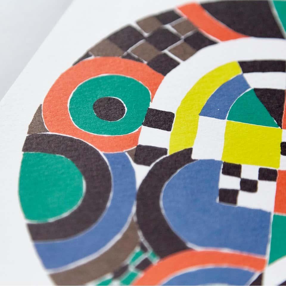 Sonia Delaunay, abstraction géométrique, rouge, vert, bleu, jaune, photolithographie en vente 2