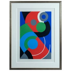 Retro Sonia Delaunay Geometric Editioned Signed Lithograph