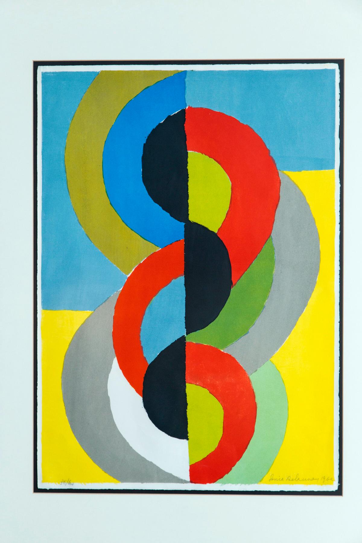 Mid-Century Modern Sonia Delaunay Geometric Lithograph, 1962