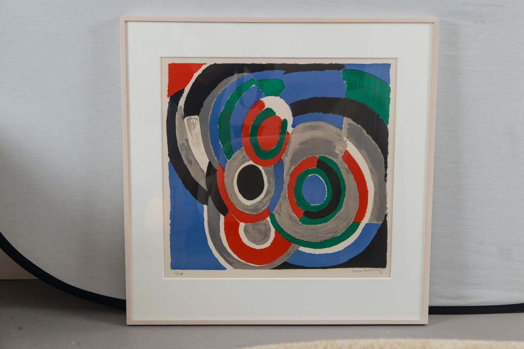 Sonia Delaunay lithograph, signed and editioned 2/100 in pencil on print recto.