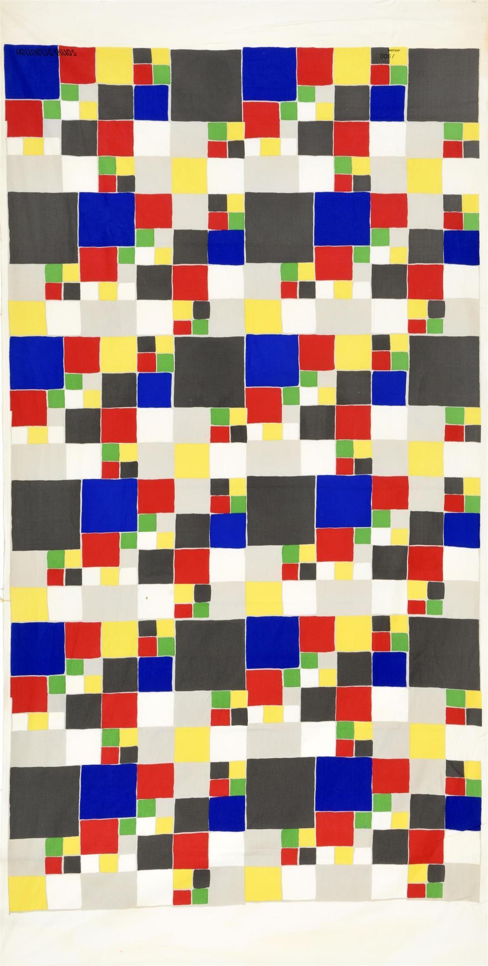 Sonia Delaunay  polychrome of squares  Silkscreen on fabric Bianchini Férier In Good Condition For Sale In Saint ouen, FR