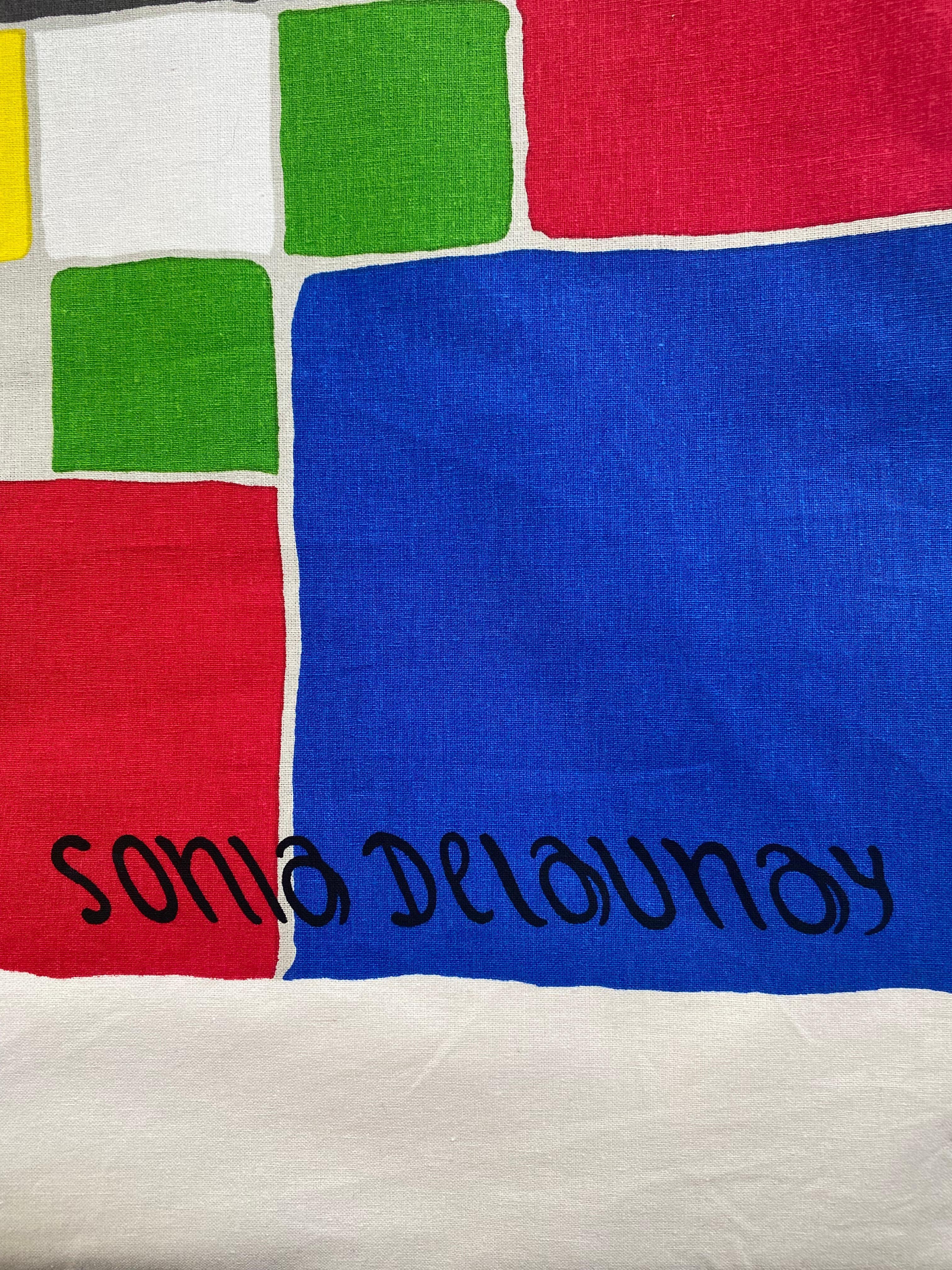 Late 20th Century Sonia Delaunay  polychrome of squares  Silkscreen on fabric Bianchini Férier For Sale