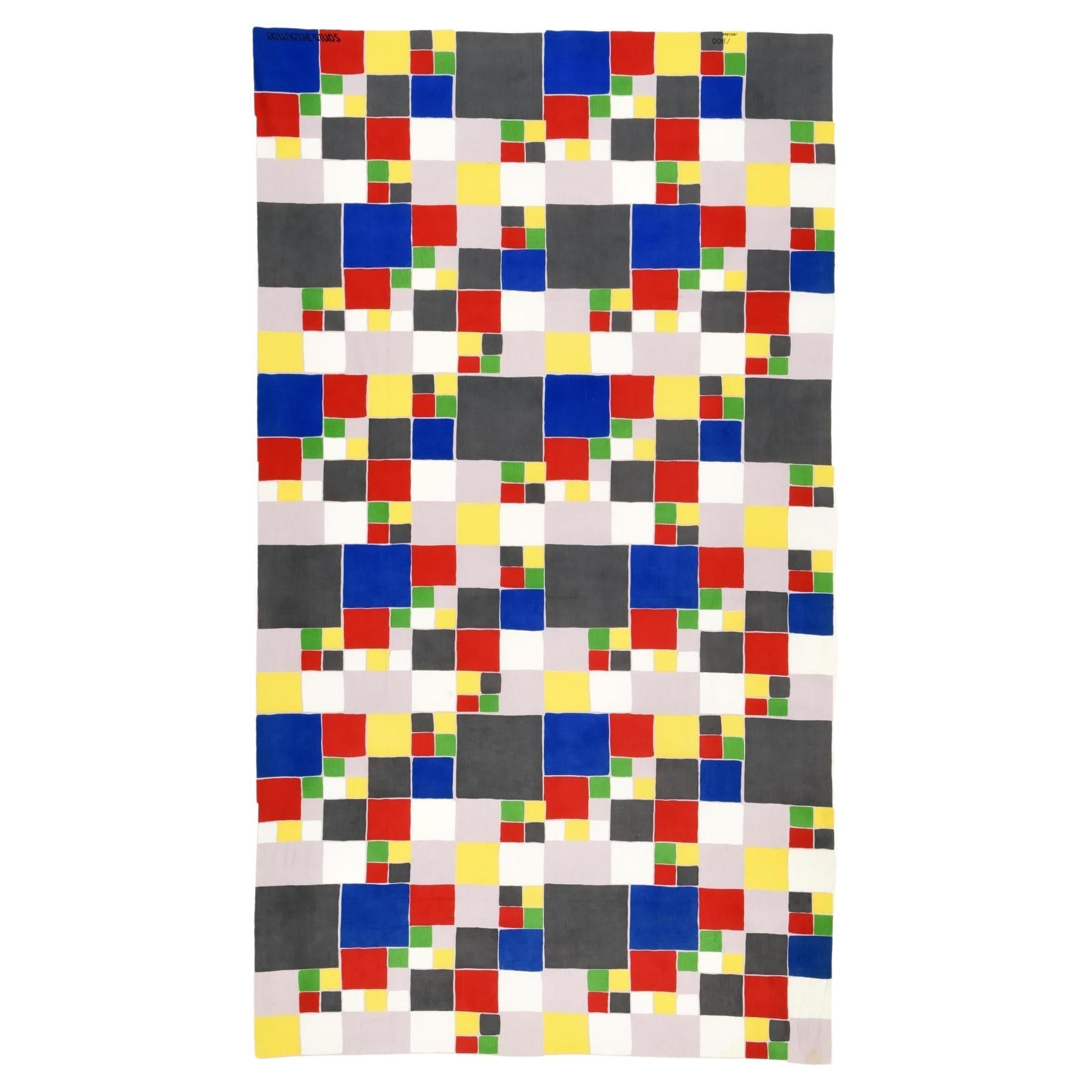 Sonia Delaunay  polychrome of squares  Silkscreen on fabric Bianchini Férier For Sale