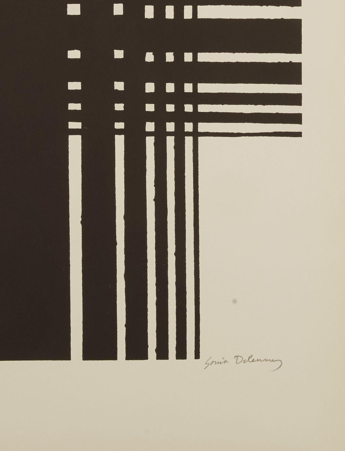 Black and white, original hand-signed lithograph by Sonia Delaunay For Sale 1