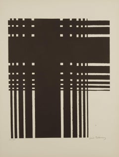 Black and white, original hand-signed lithograph by Sonia Delaunay