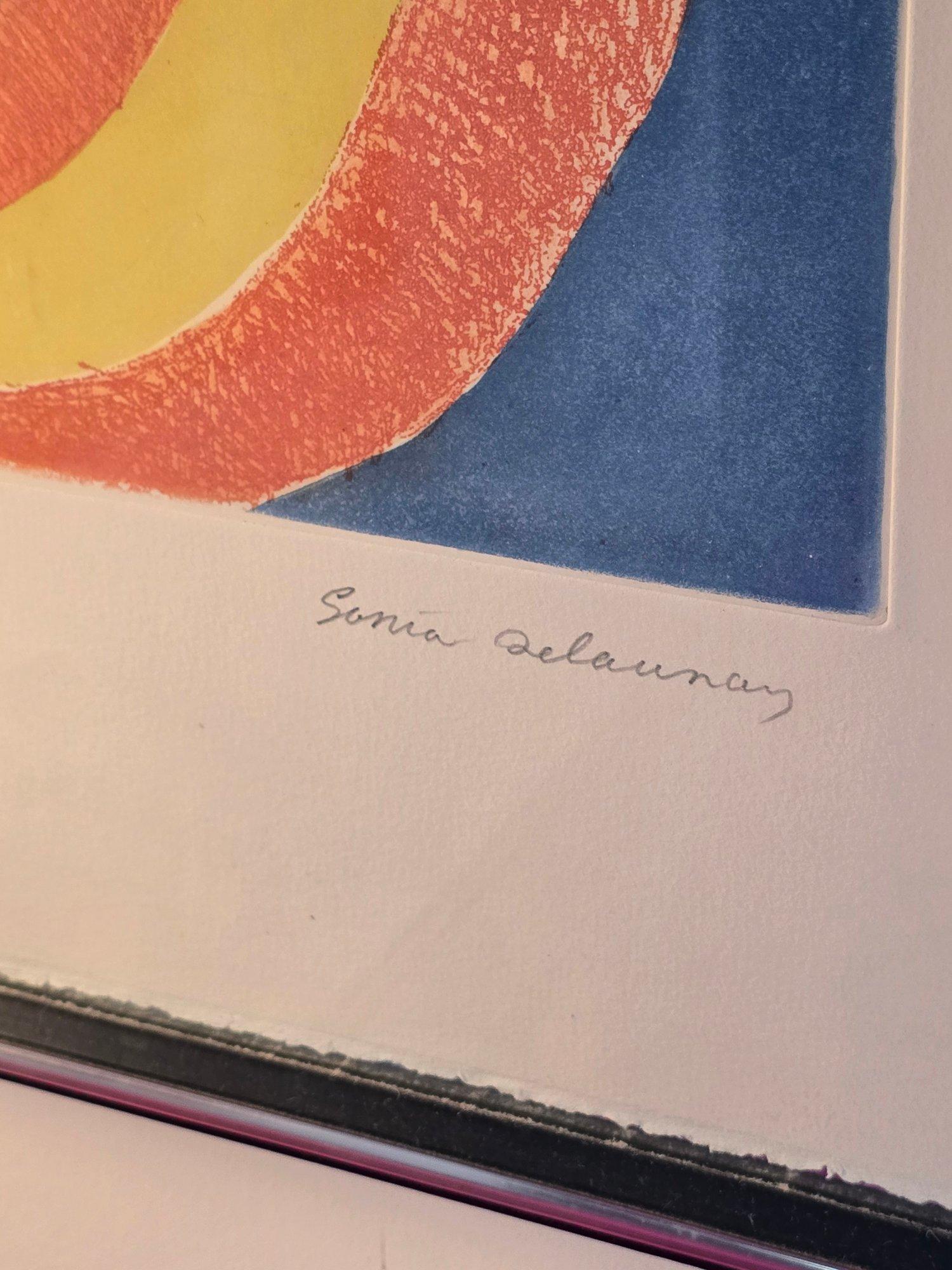 Composition with Semi-Circles - Beige Abstract Print by Sonia Delaunay
