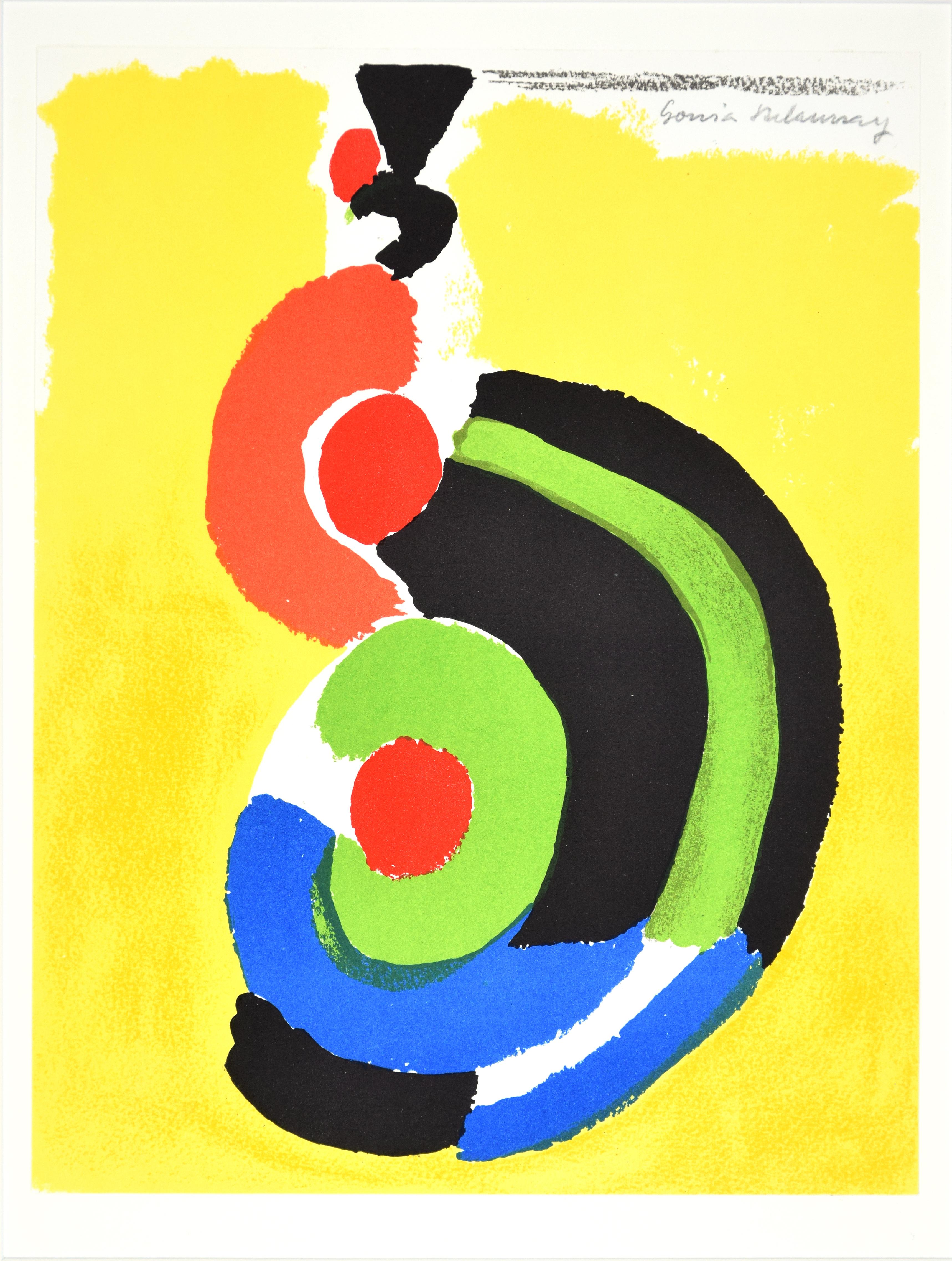 Contraste de Formes is a beautiful colored lithograph on paper, realized in 1969 by the artist, Sonia Delaunay. Not numbered but signed on top right in pencil.

An amazing and colorful abstract composition, printed by Mourlot. 

In excellent
