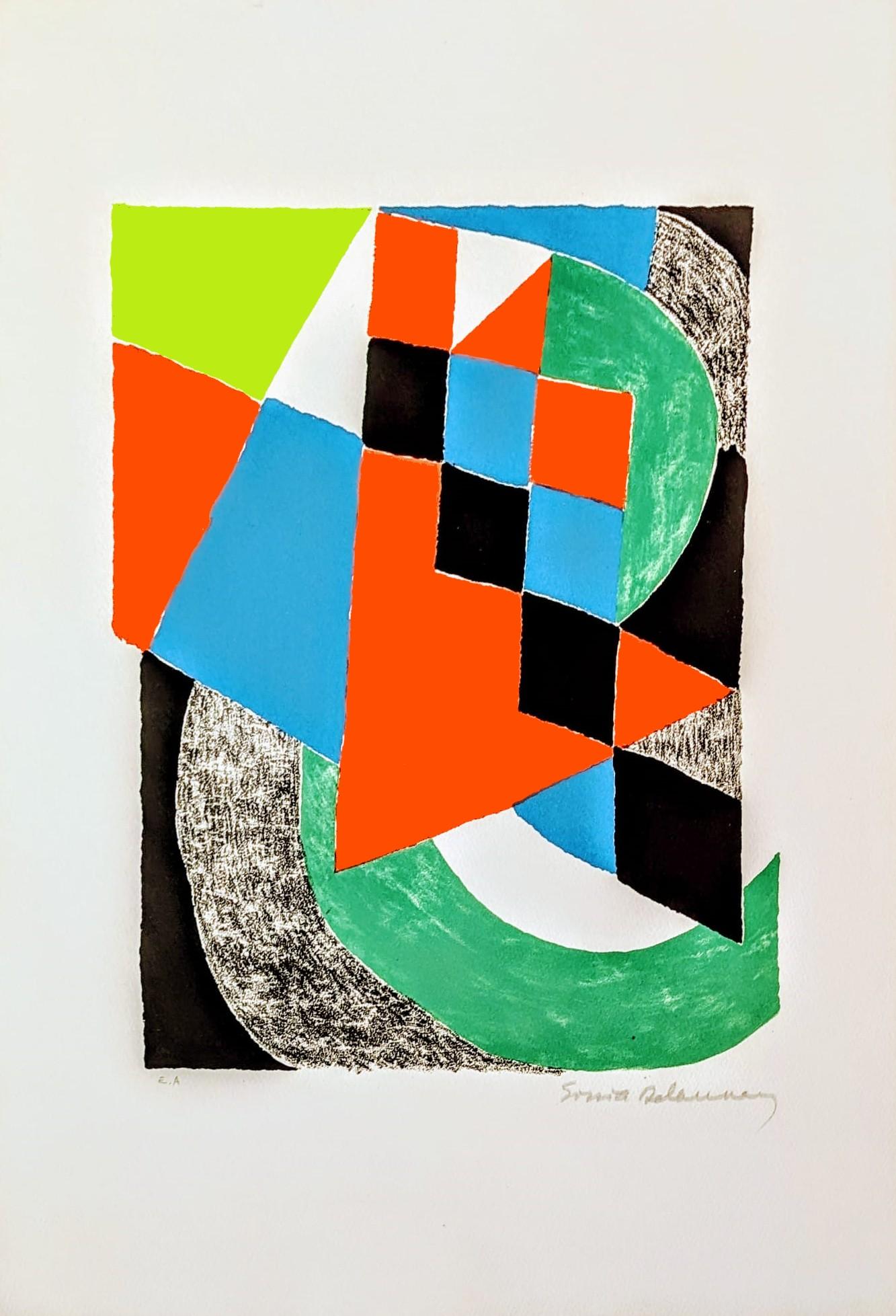 Sonia Delaunay Abstract Print - Damiers verts
