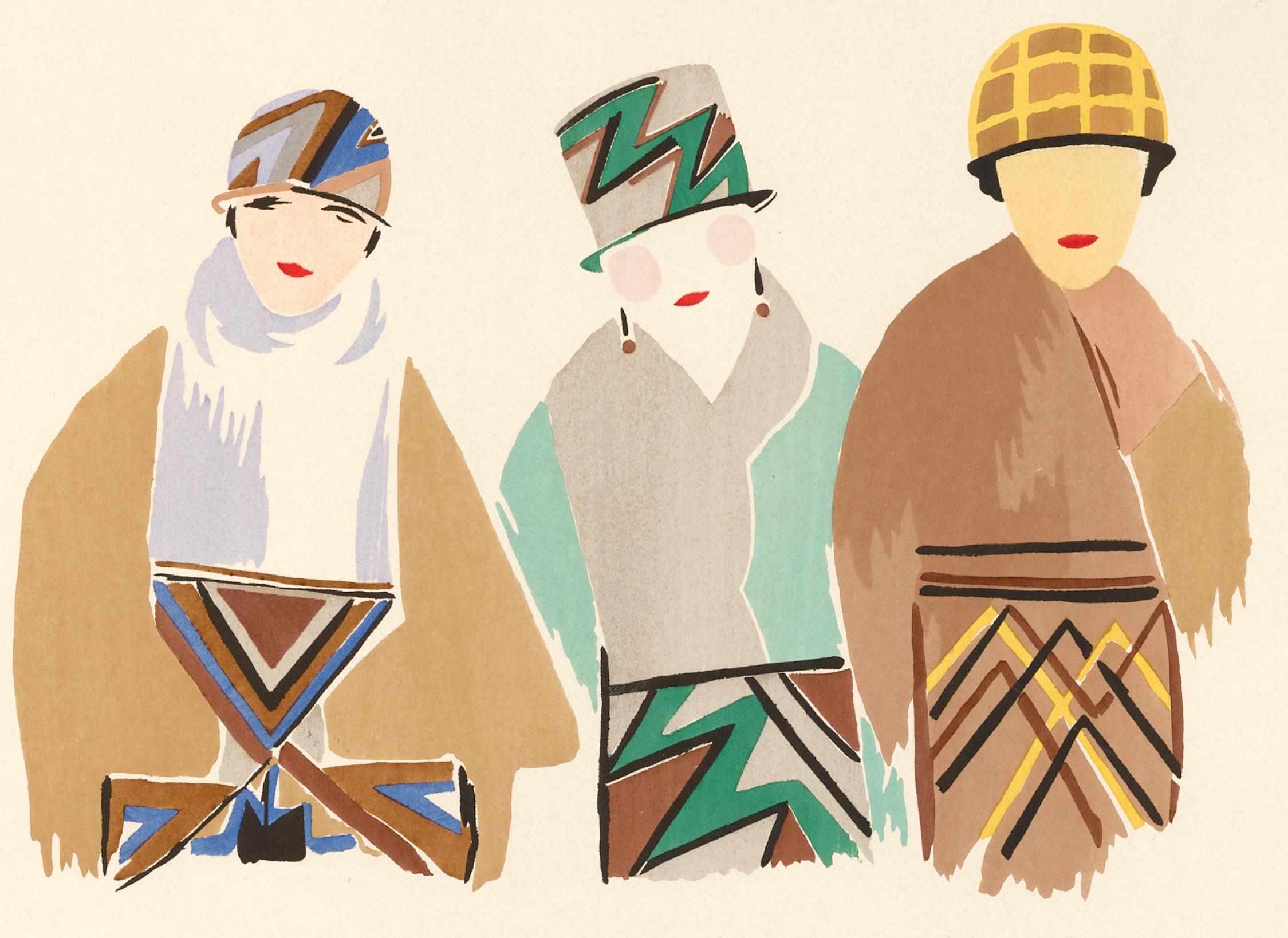 Fashion Pochoir of Five Women - Print by Sonia Delaunay