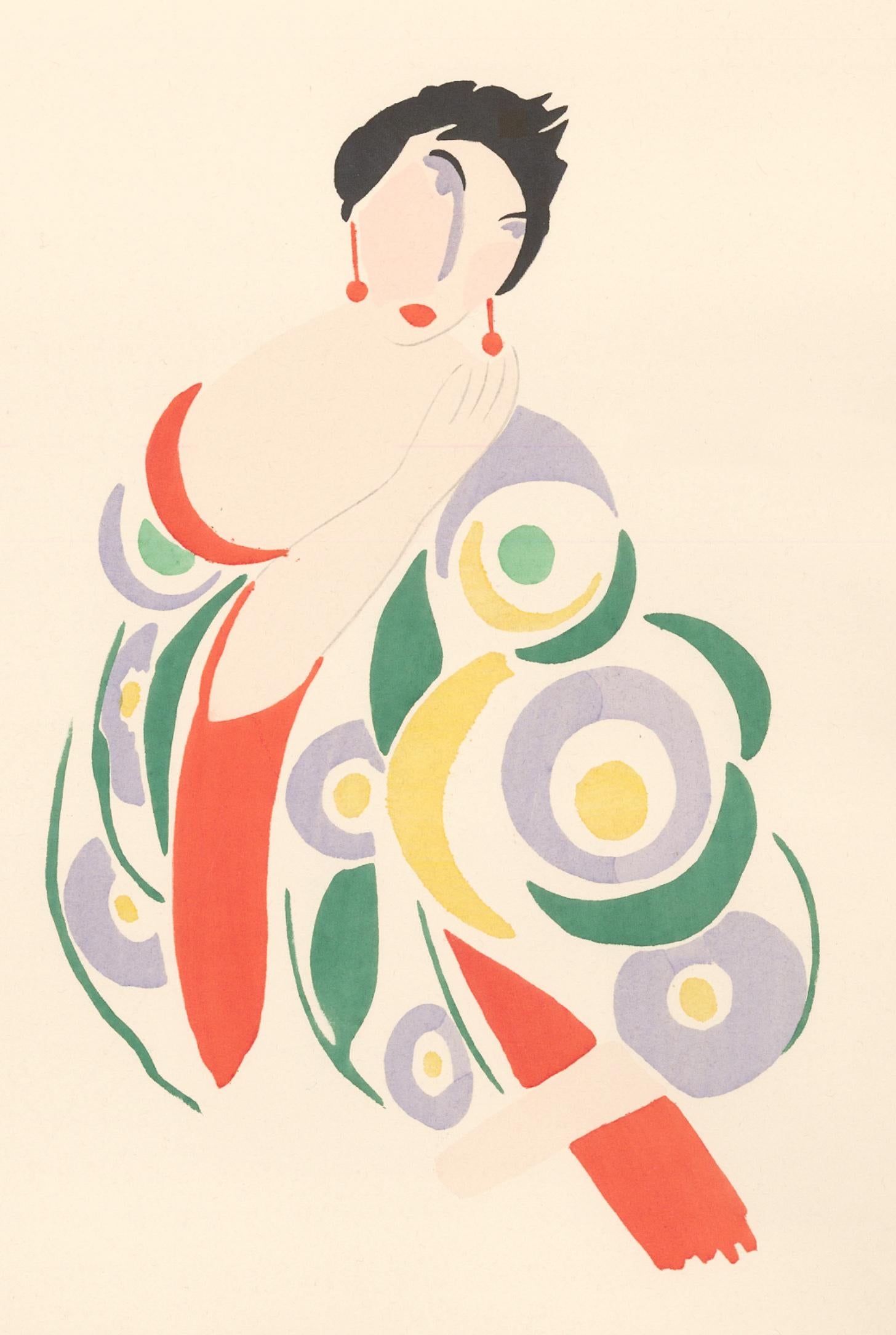 Fashion Pochoir of Four Women - Print by Sonia Delaunay