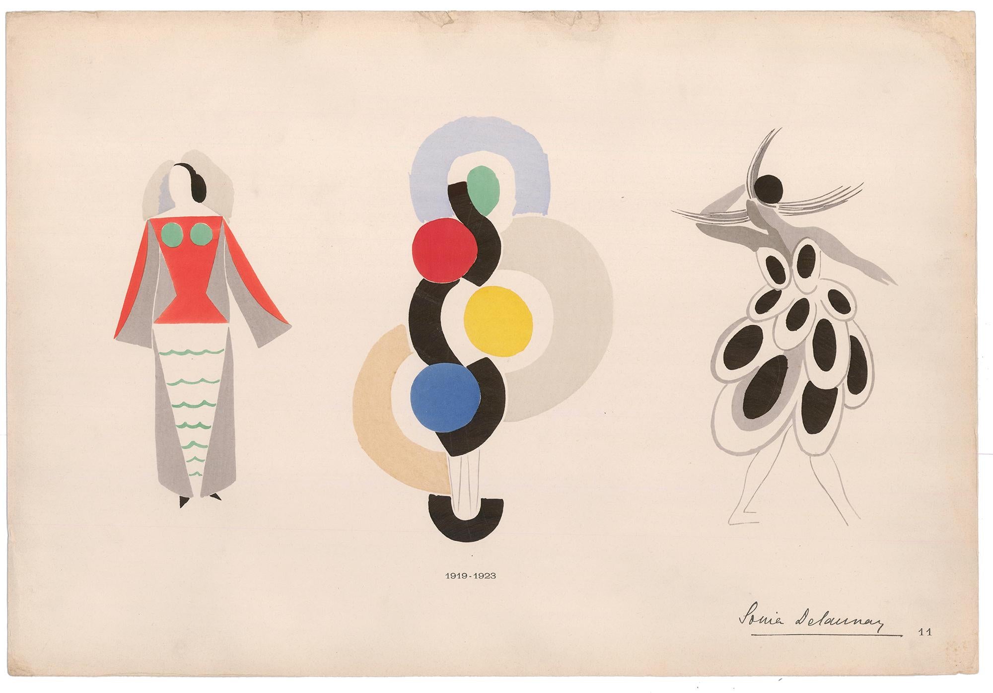 Fashion Pochoir of Three Abstract Women - Print by Sonia Delaunay