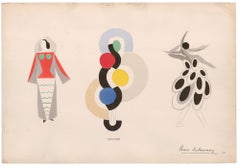 Fashion Pochoir of Three Abstract Women